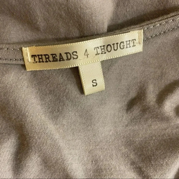 Threads4thought S Tan‎ sweatshirt w/racer stripes - Picture 5 of 7